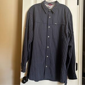 The North Face Tekware Mens Long Sleeve Plaid Shirt Plaid Blue Hiking Fishing XL